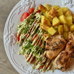 Kanasašlõkk salatiga 500 kcal